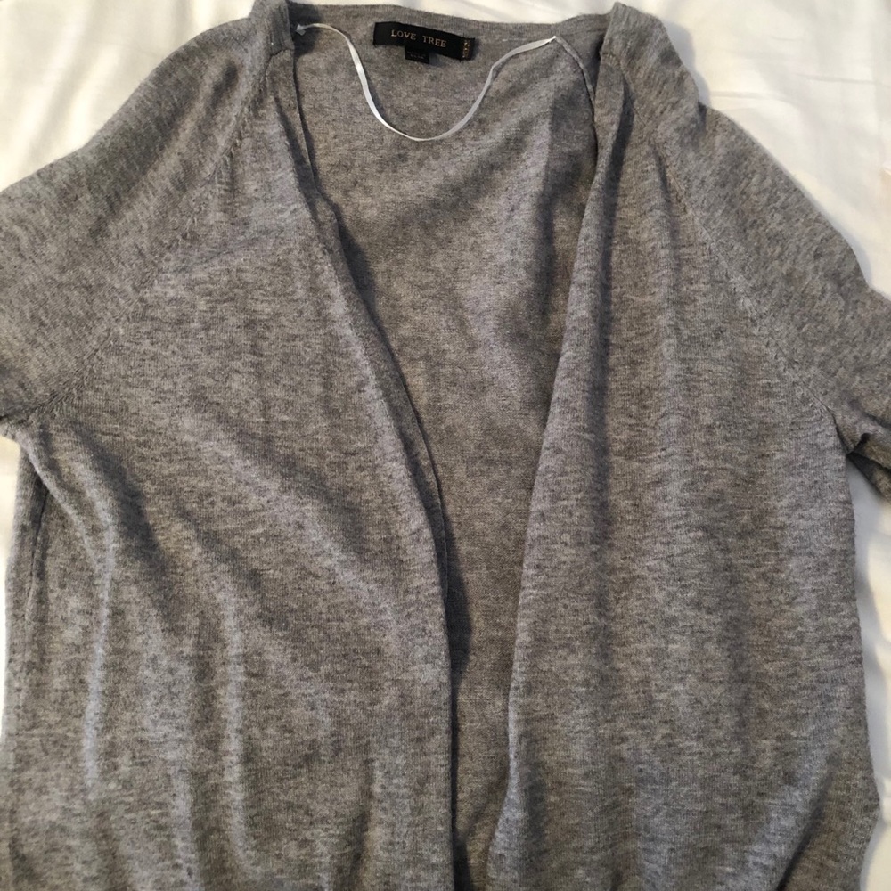 grey cardigan